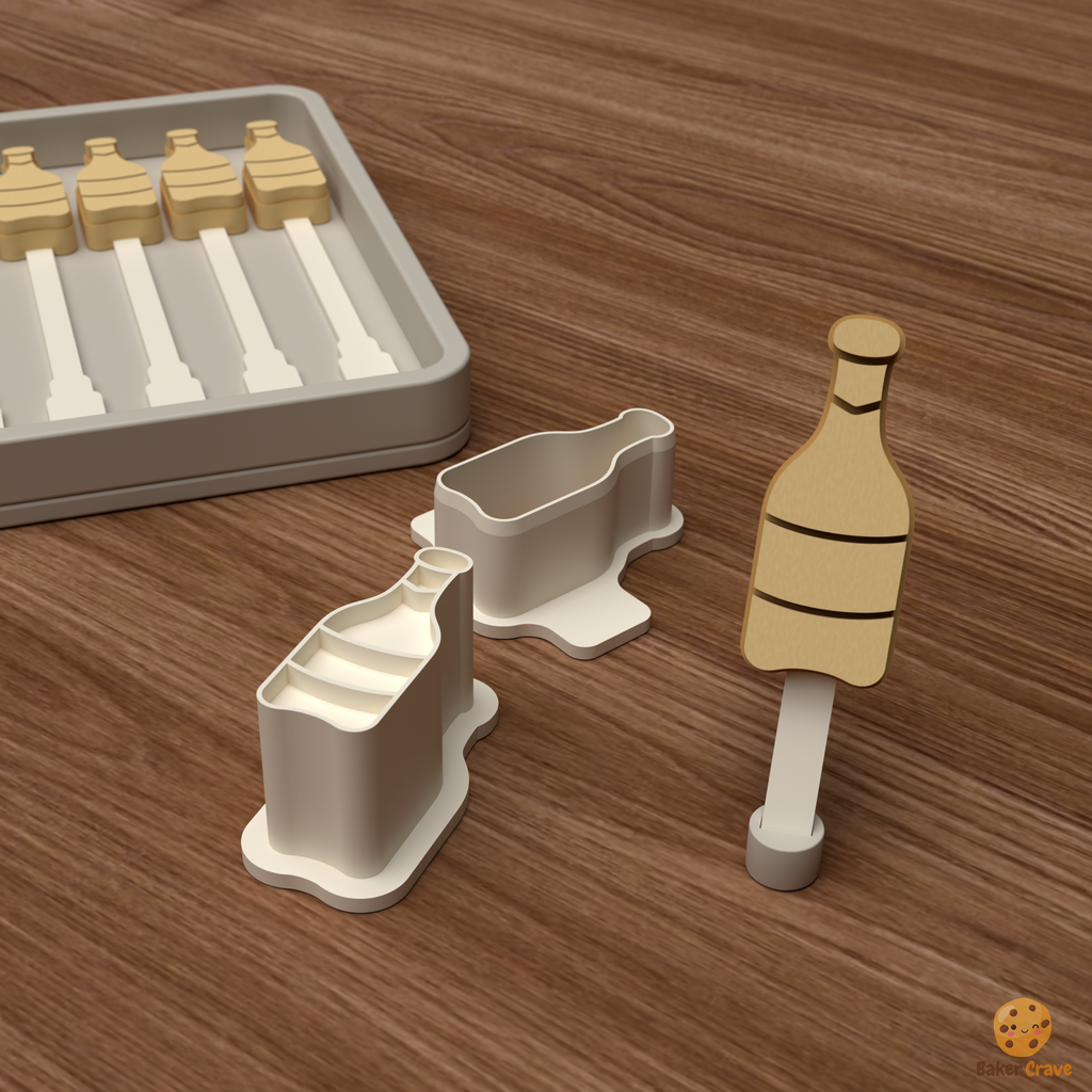 Champagne Bottle Cake Pop Mold STL File