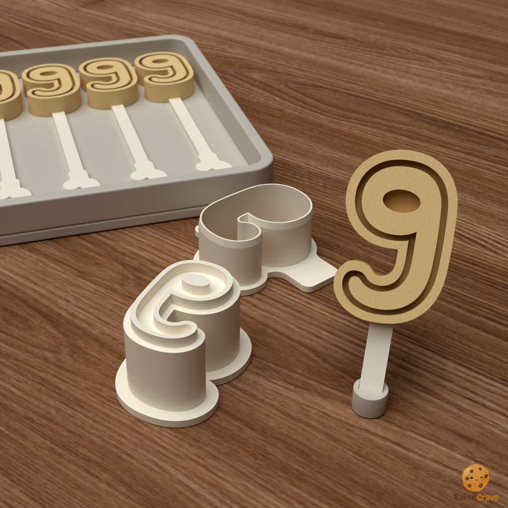 Number 9 Cake Pop Mold STL File