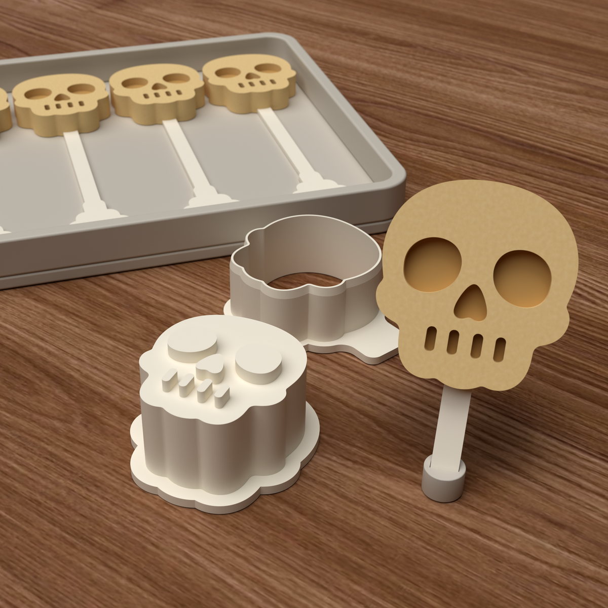 Skull Cake Pop Mold STL File