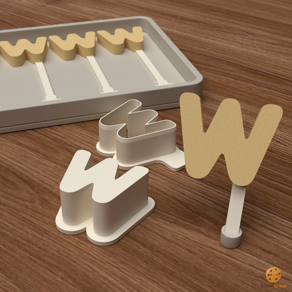 Letter W Cake Pop Mold STL File