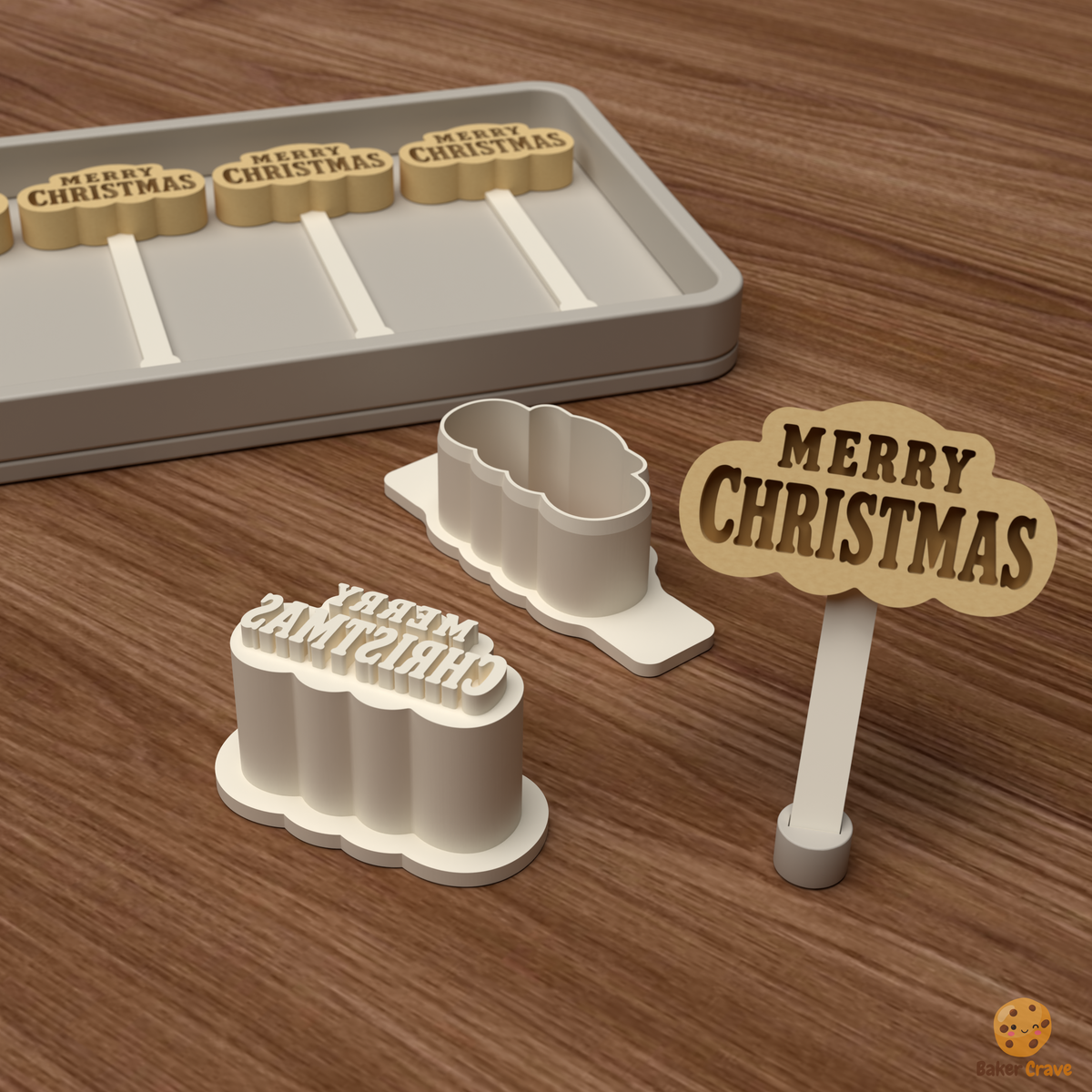 Merry Christmas Cake Pop Mold STL File
