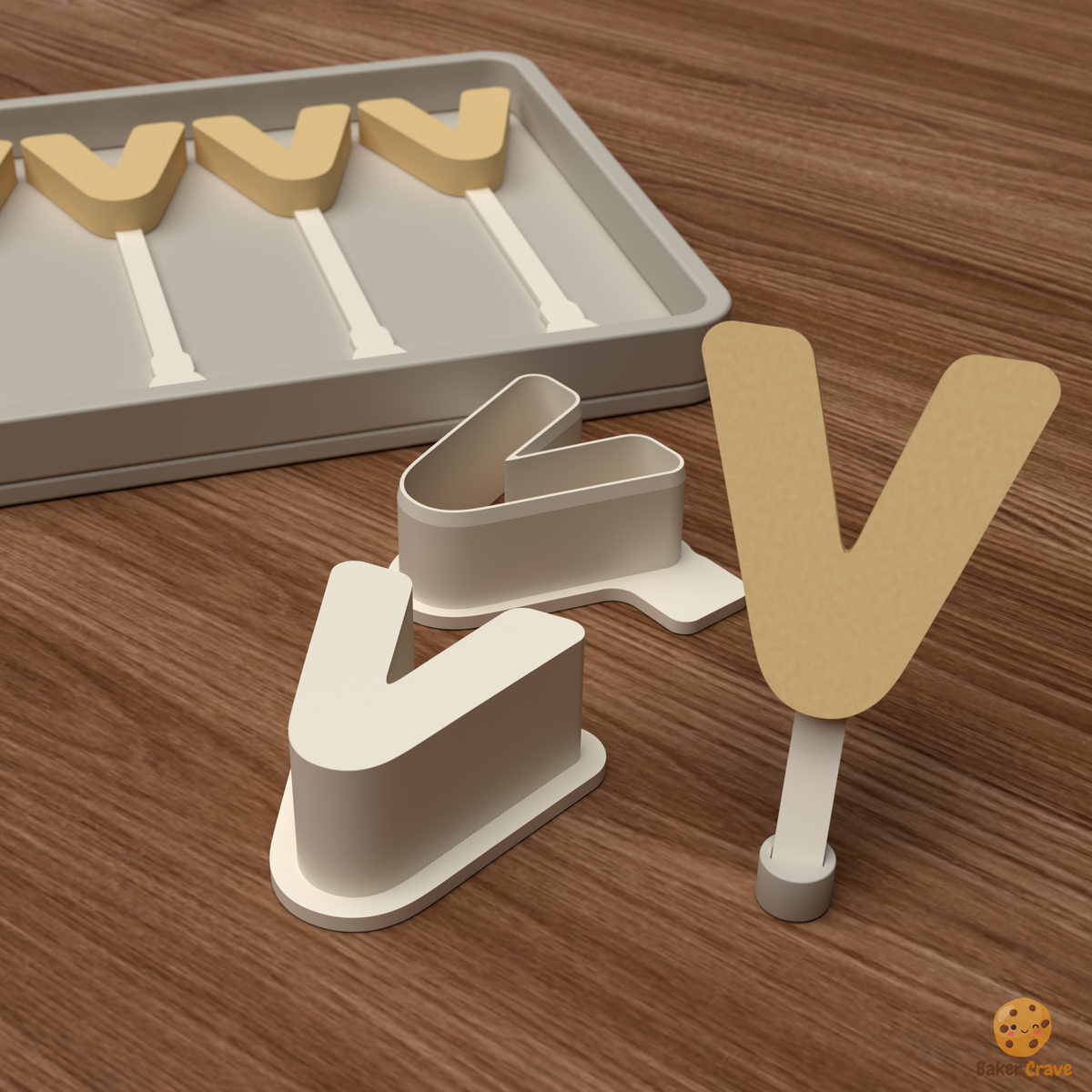 Letter V Cake Pop Mold STL File