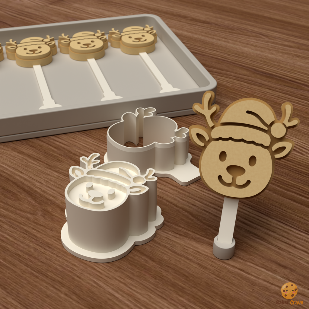 Reindeer Santas Hat Cake Pop Mold STL File