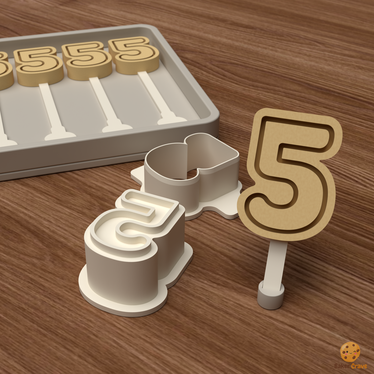 Number 5 Cake Pop Mold STL File