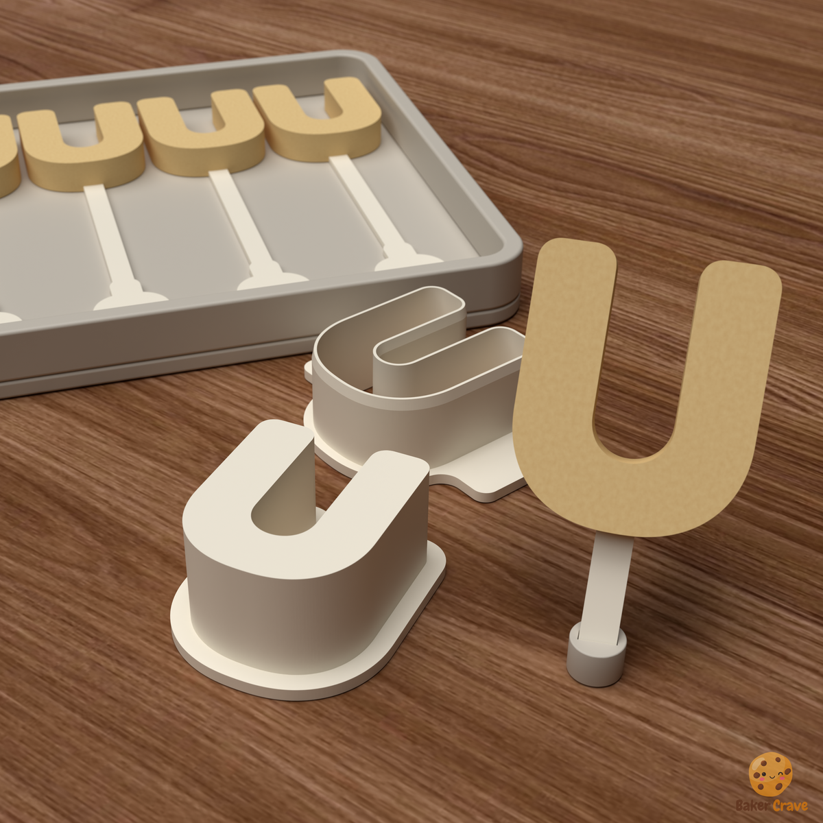 Letter U Cake Pop Mold STL File