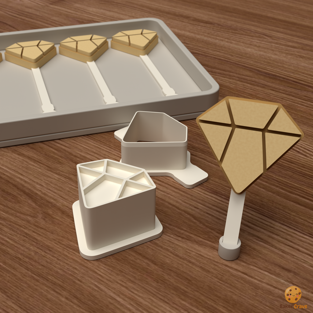 Diamond Gem Cake Pop Mold STL File