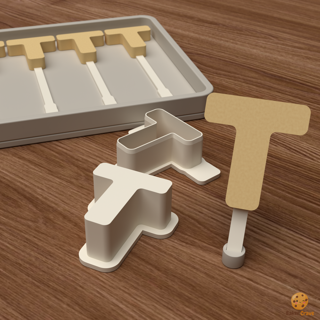 Letter T Cake Pop Mold STL File