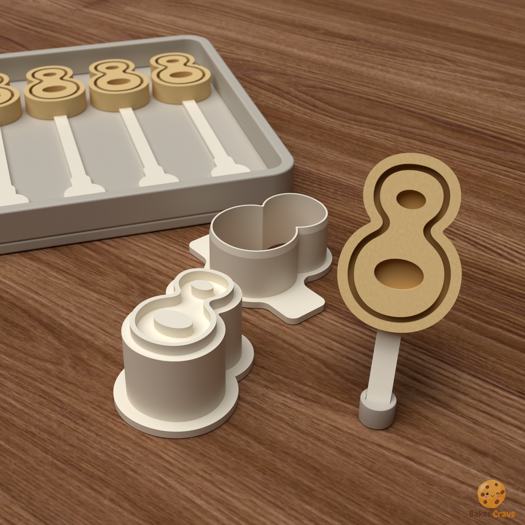 Number 8 Cake Pop Mold STL File