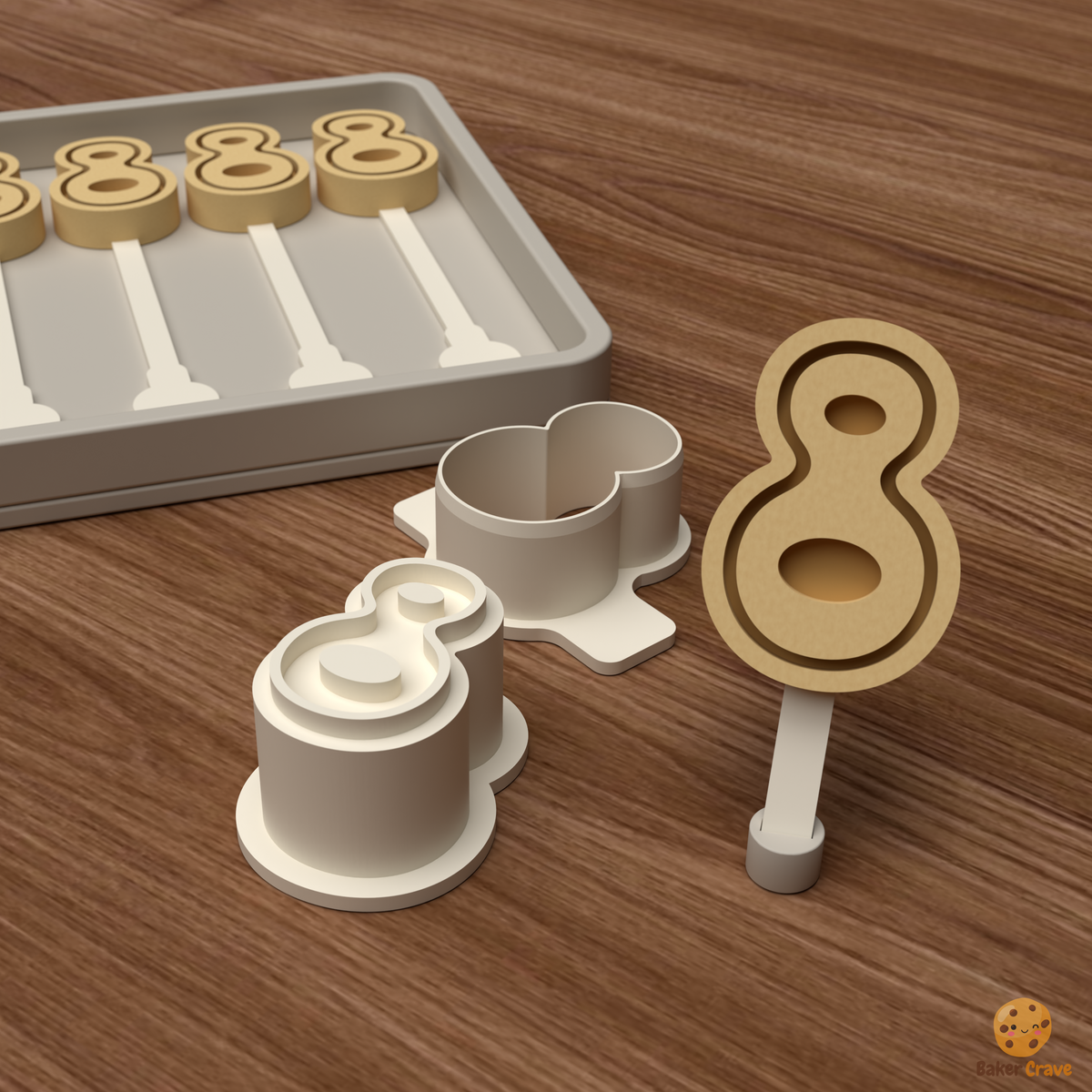 Number 8 Cake Pop Mold STL File