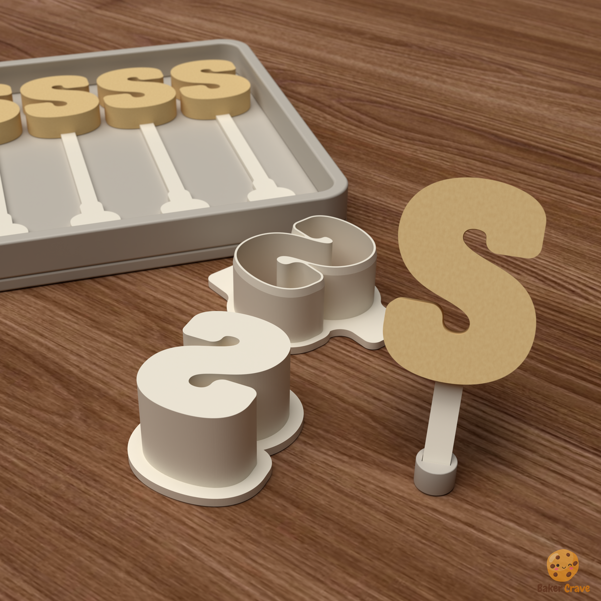 Letter S Cake Pop Mold STL File