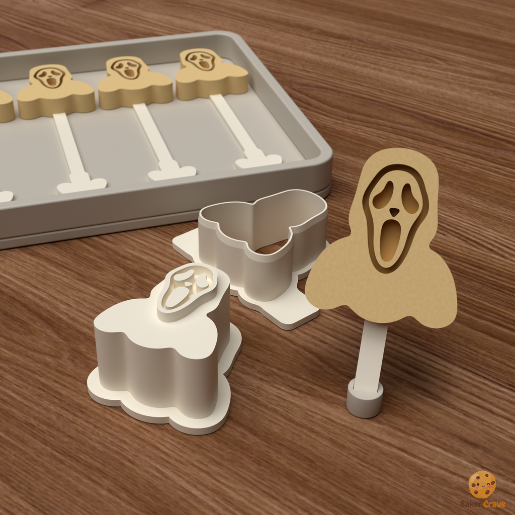 Screaming Ghost Cake Pop Mold STL File