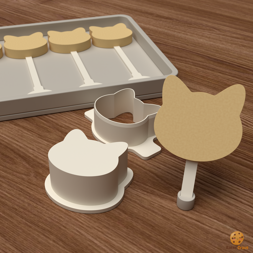 Cat Head Cake Pop Mold STL File