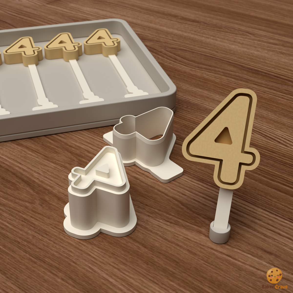Number 4 Cake Pop Mold STL File