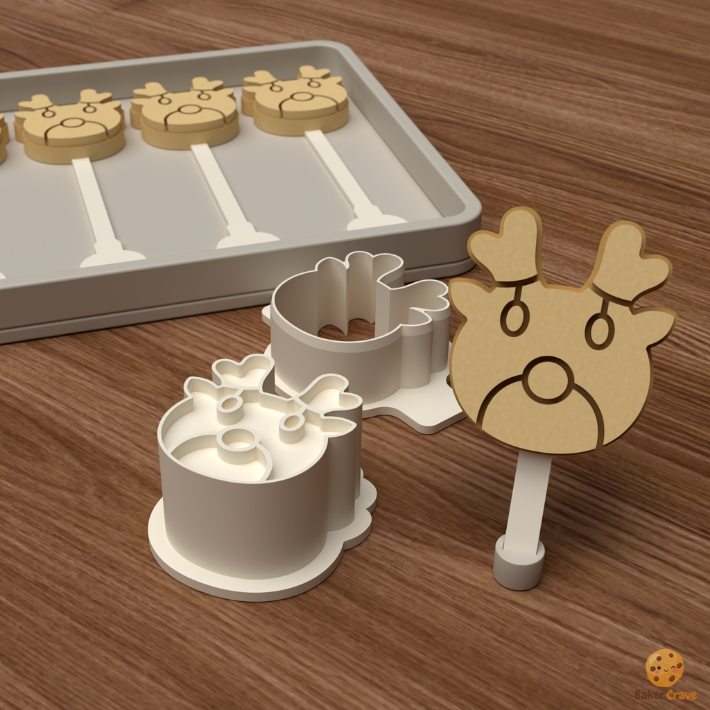 Antlered Reindeer Face No Hat Cake Pop Mold STL File