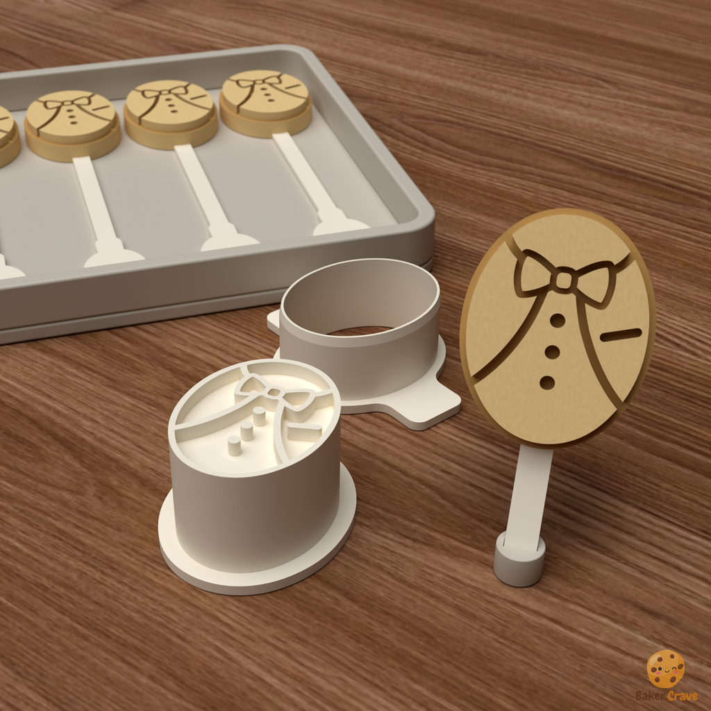 Oval Tuxedo Cake Pop Mold STL File
