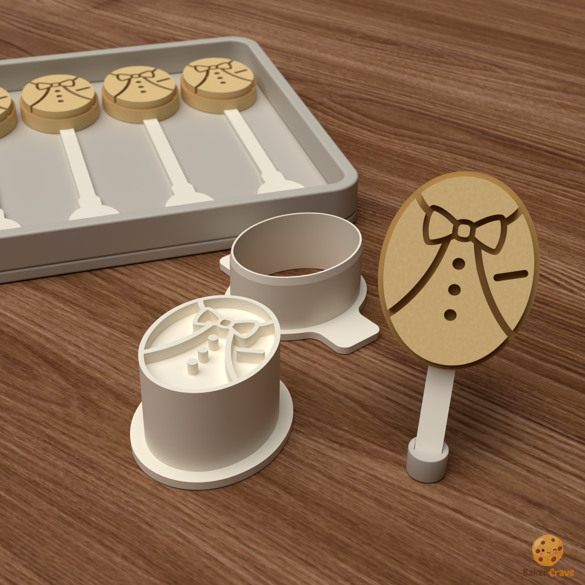 Oval Tuxedo Cake Pop Mold STL File