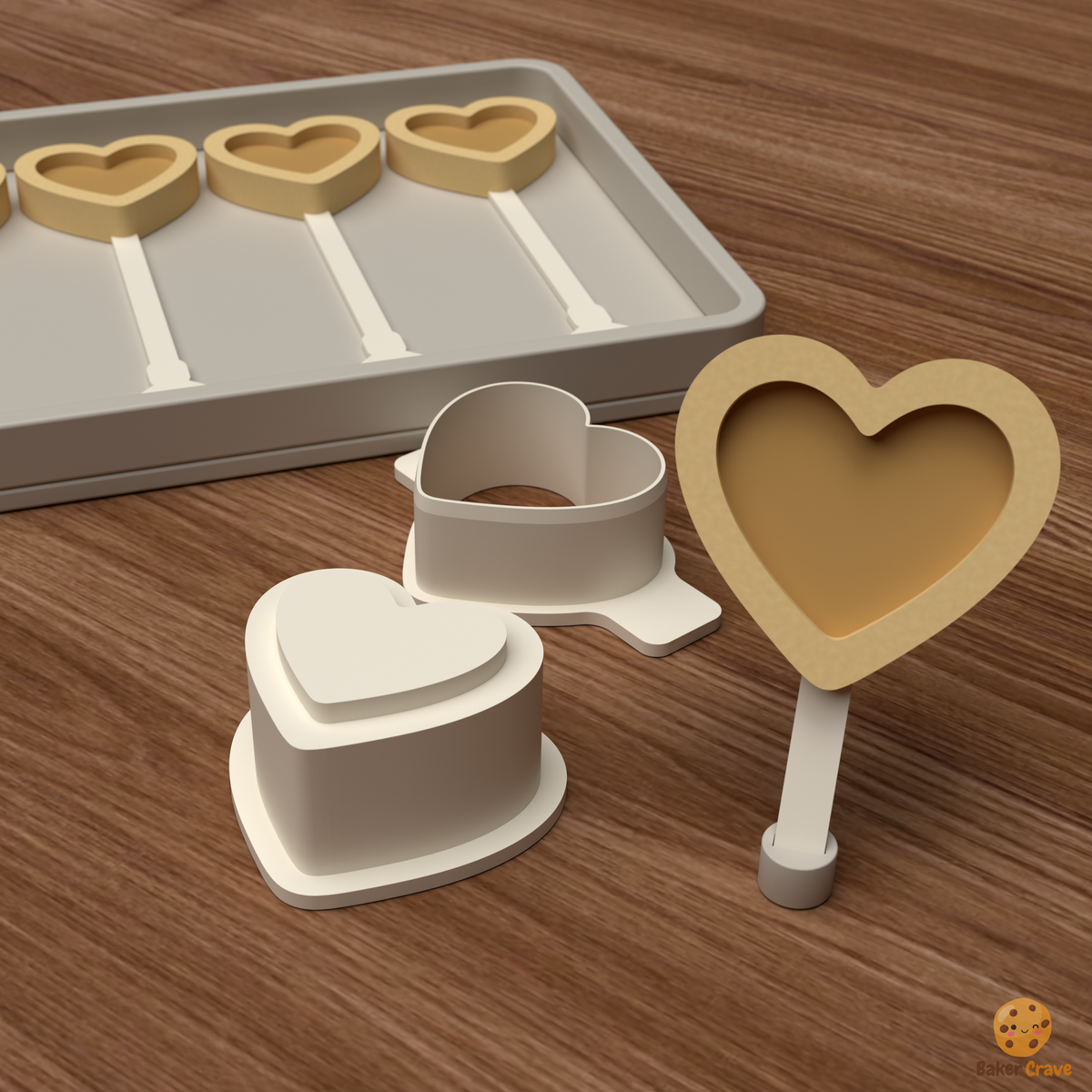 Filled Heart Cake Pop Mold STL File