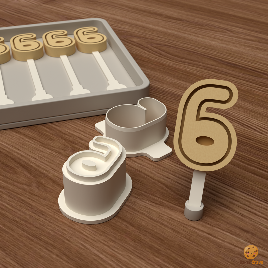 Number 6 Cake Pop Mold STL File