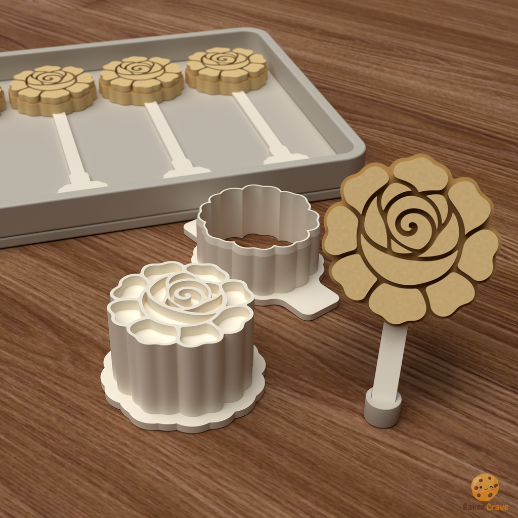 Rose Cake Pop Mold STL File