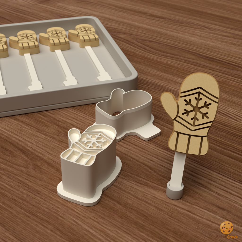 Snowflake Mitten Cake Pop Mold STL File