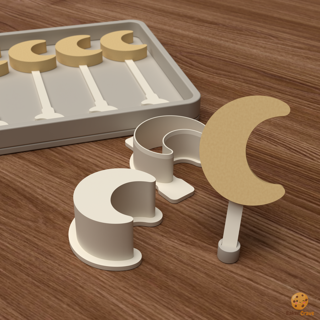 Crescent Moon Cake Pop Mold STL File