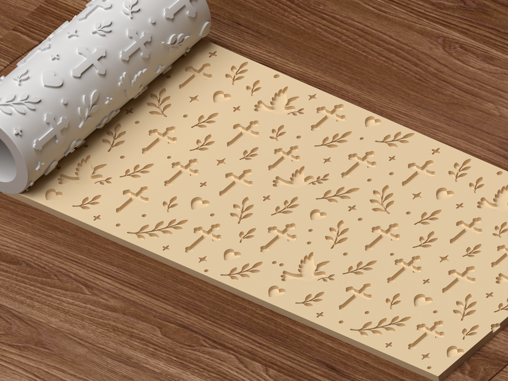 Faith & Dove Textured Roller STL File - 04 perspective beauty shot deboss