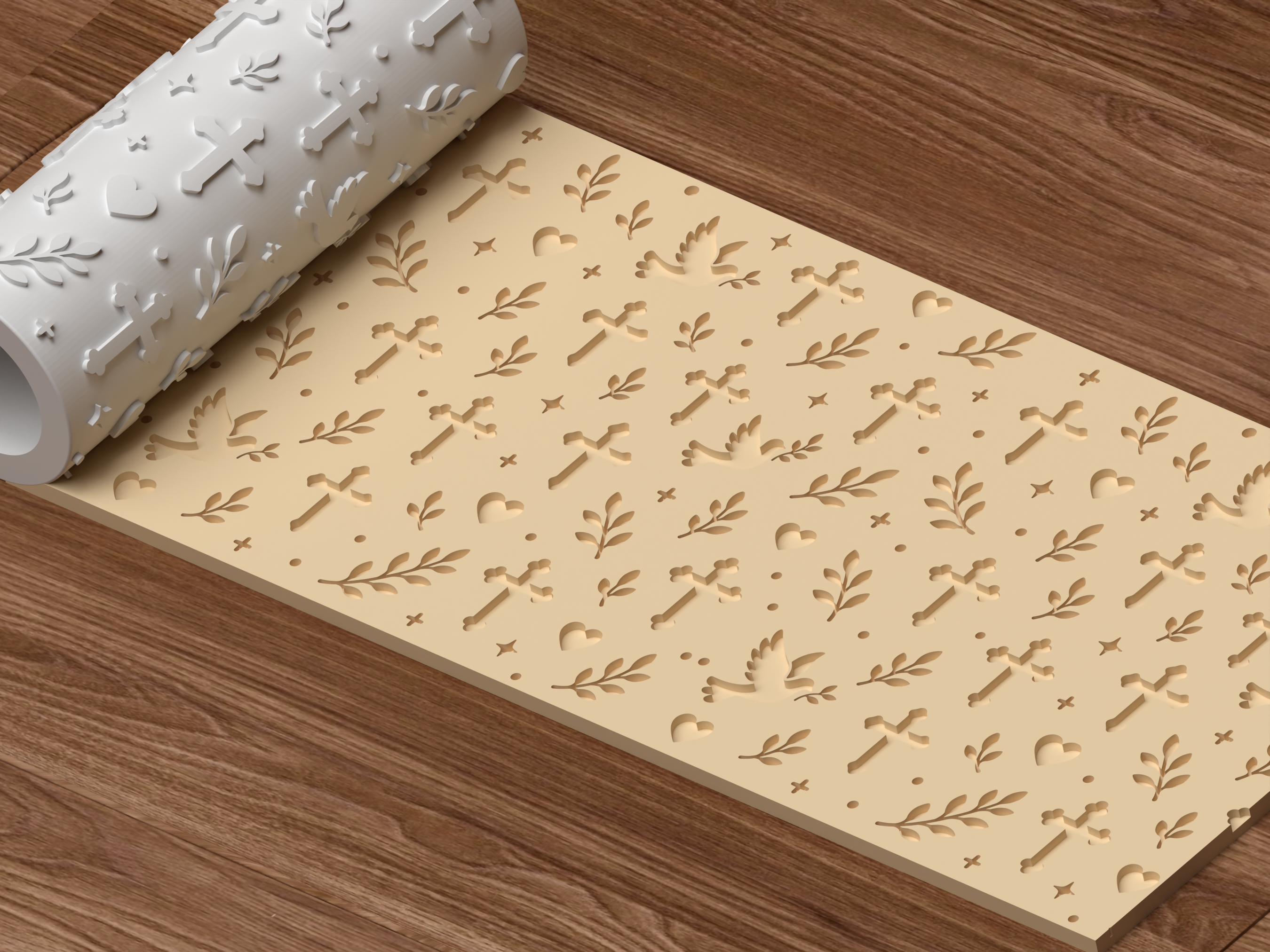 Faith & Dove Textured Roller STL File - 04 perspective beauty shot deboss
