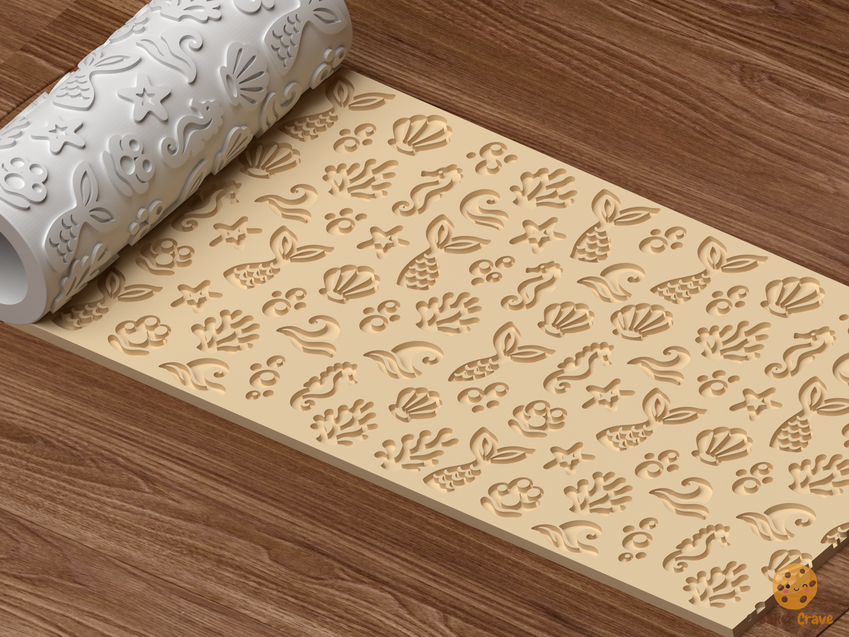 Mermaid Lagoon Textured Roller STL File