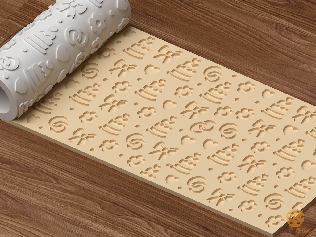 Wedding Cake Romance Textured Roller STL File - 04 perspective beauty shot deboss