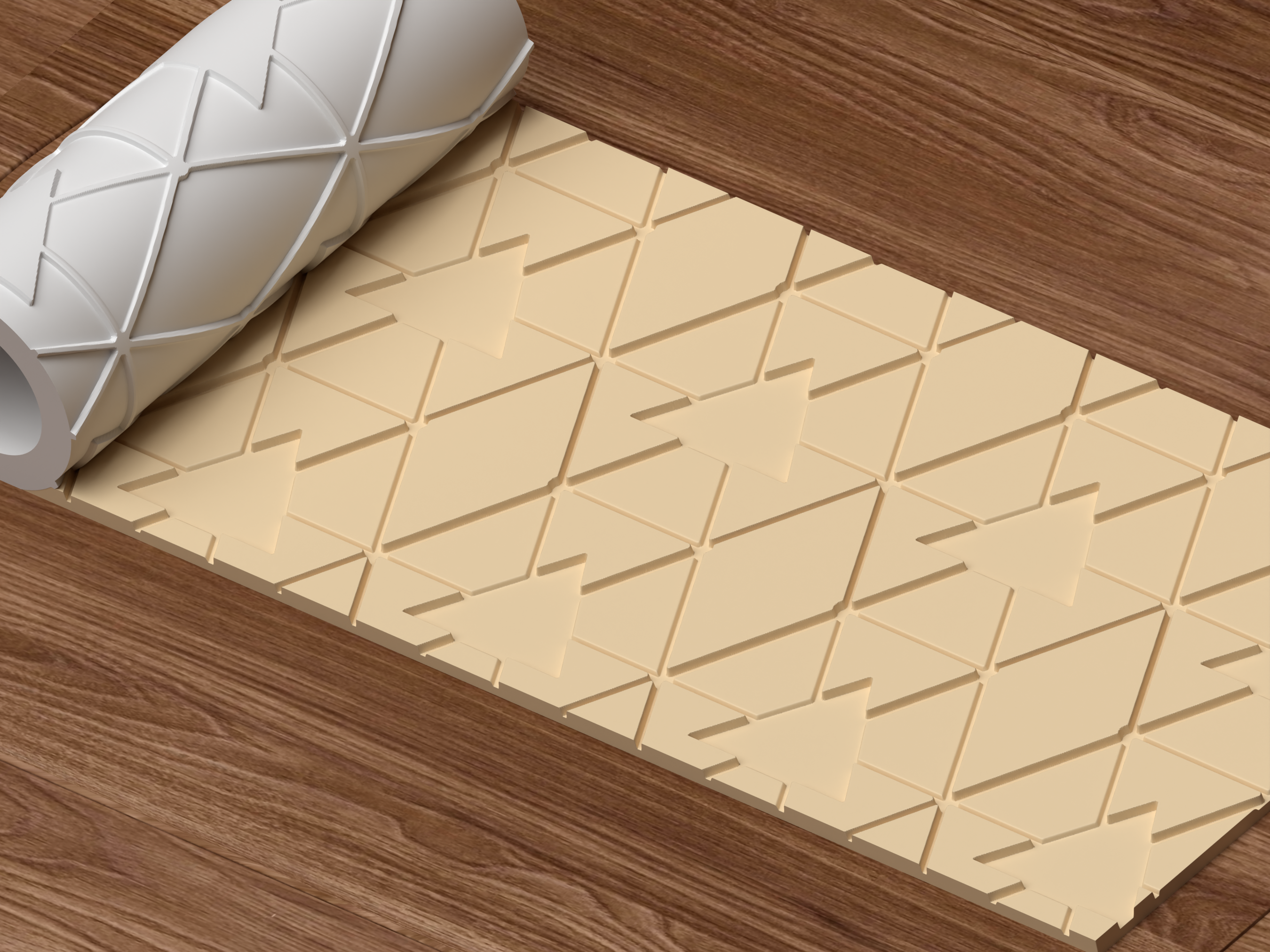 Bold Tribal Triangle Textured Roller STL File - 04 perspective beauty shot deboss