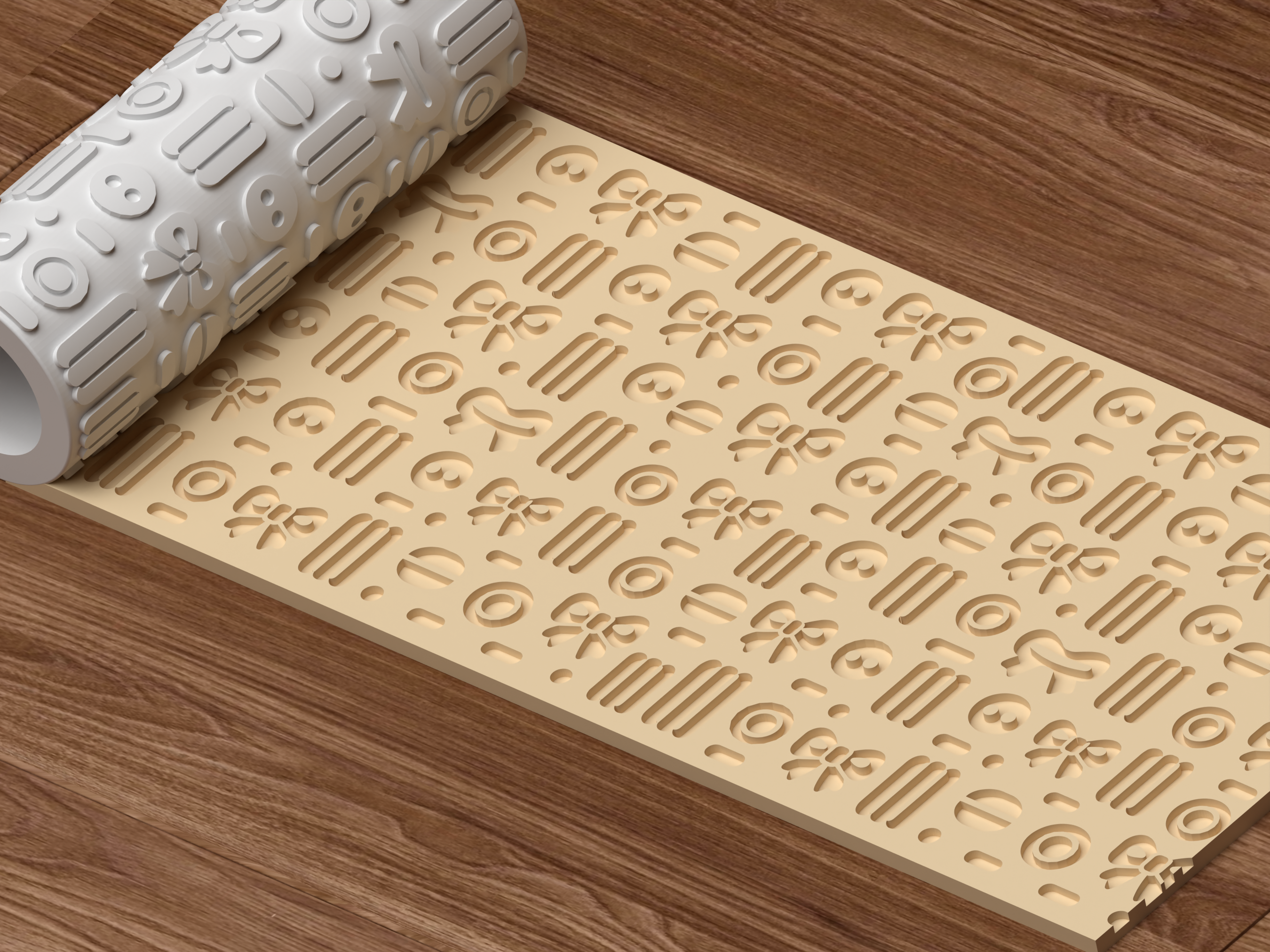 Sewing Notions Textured Roller STL File - 04 perspective beauty shot deboss
