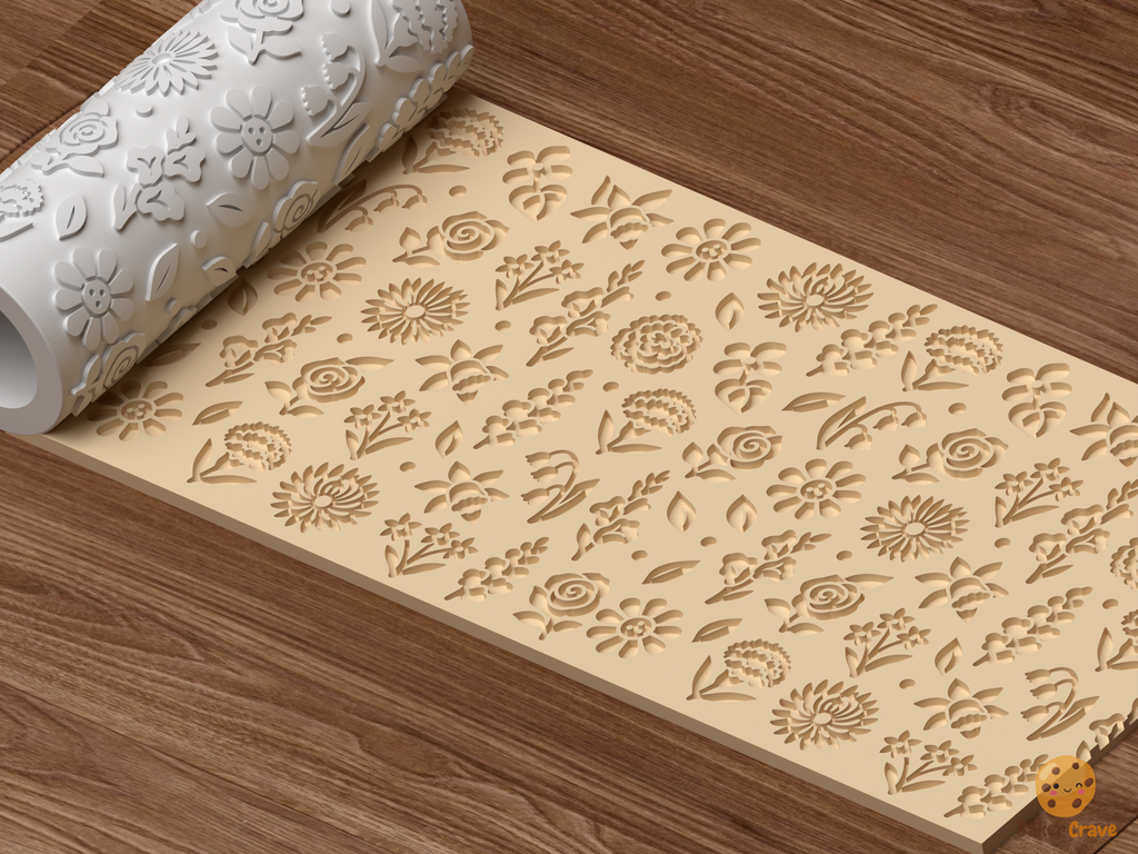 Birth Month Flowers Textured Roller STL File