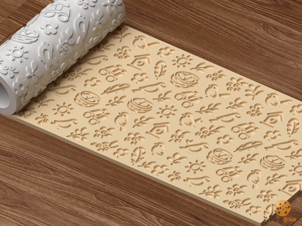 Birdwatching Garden Textured Roller STL File