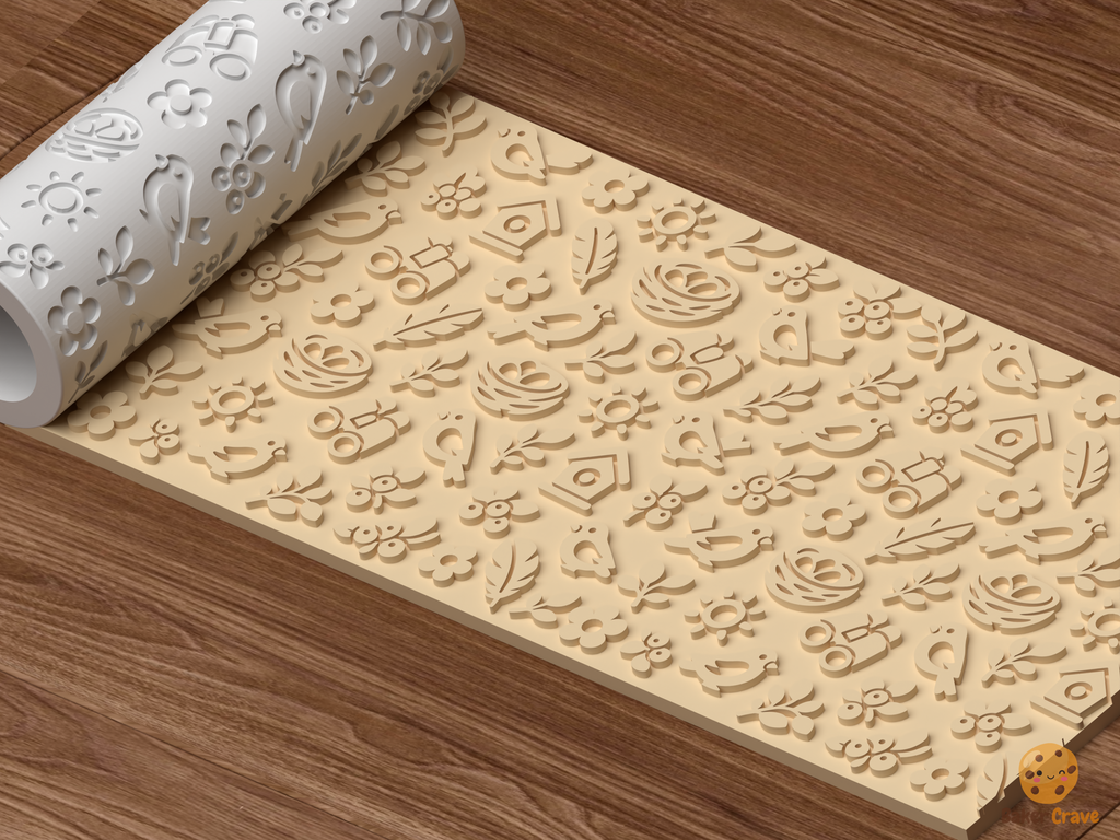 Birdwatching Garden Textured Roller STL File