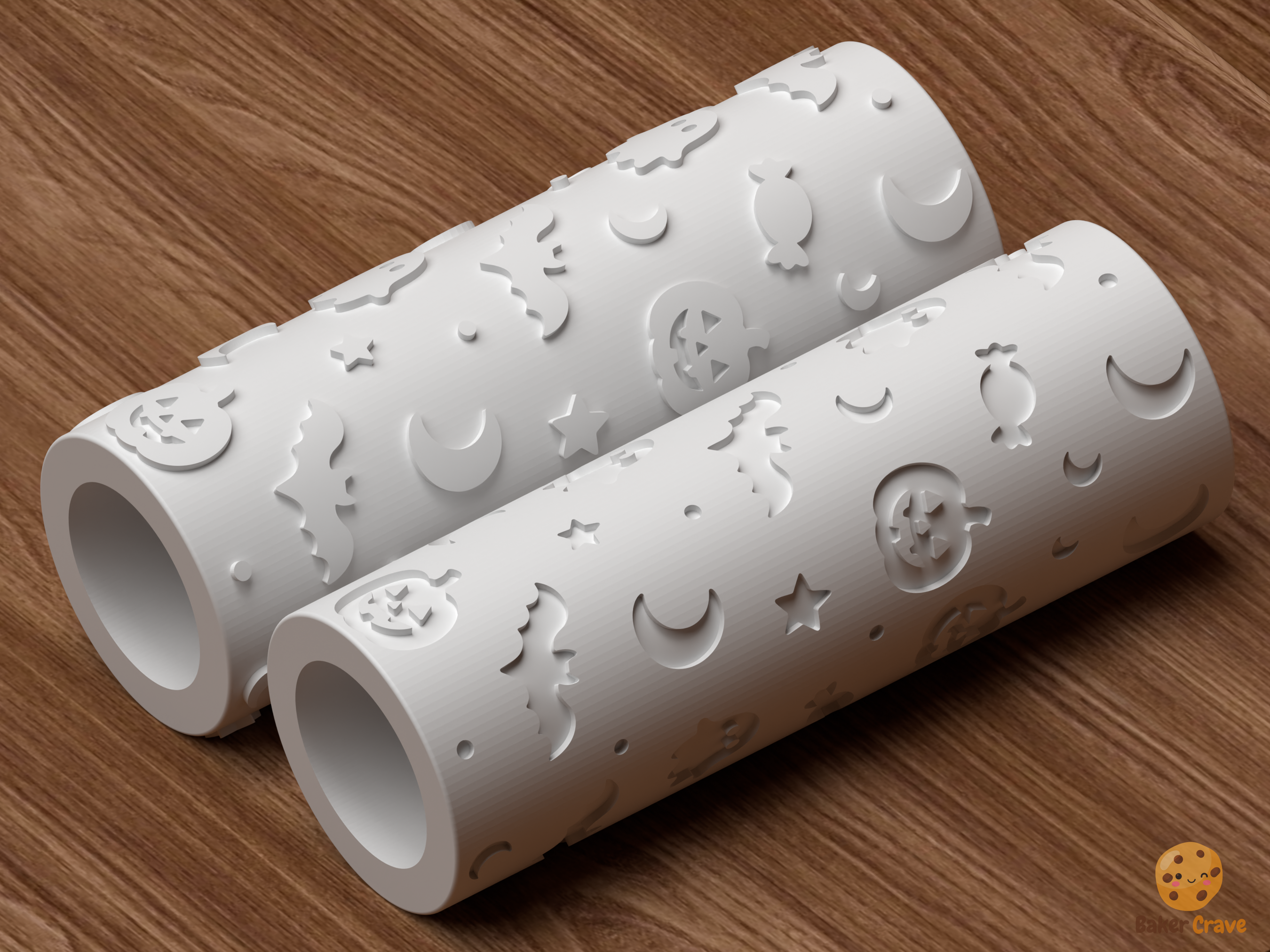 Halloween Spooky Icons Textured Roller STL File - 04 roller only product shot
