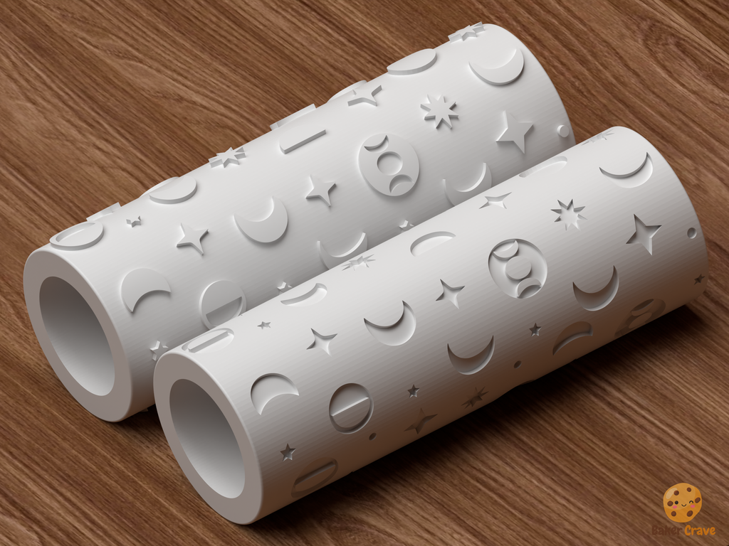 Celestial Moon Phases Textured Roller STL File - 04 roller only product shot