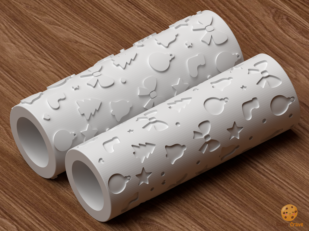 Christmas Ornaments Textured Roller STL File - 04 roller only product shot