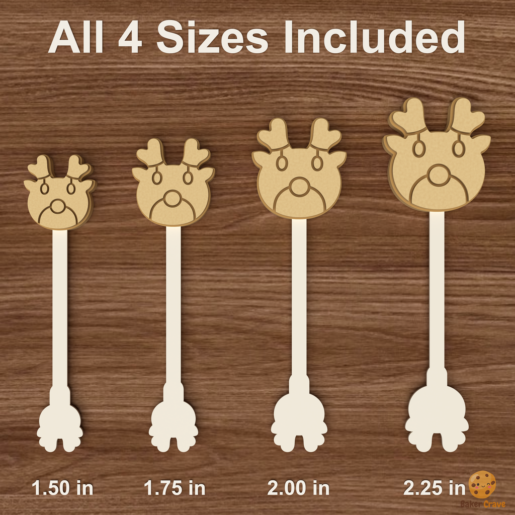Antlered Reindeer Face No Hat Cake Pop Mold STL File