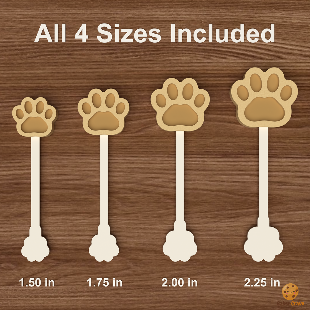 Paw Print Cake Pop Mold STL File