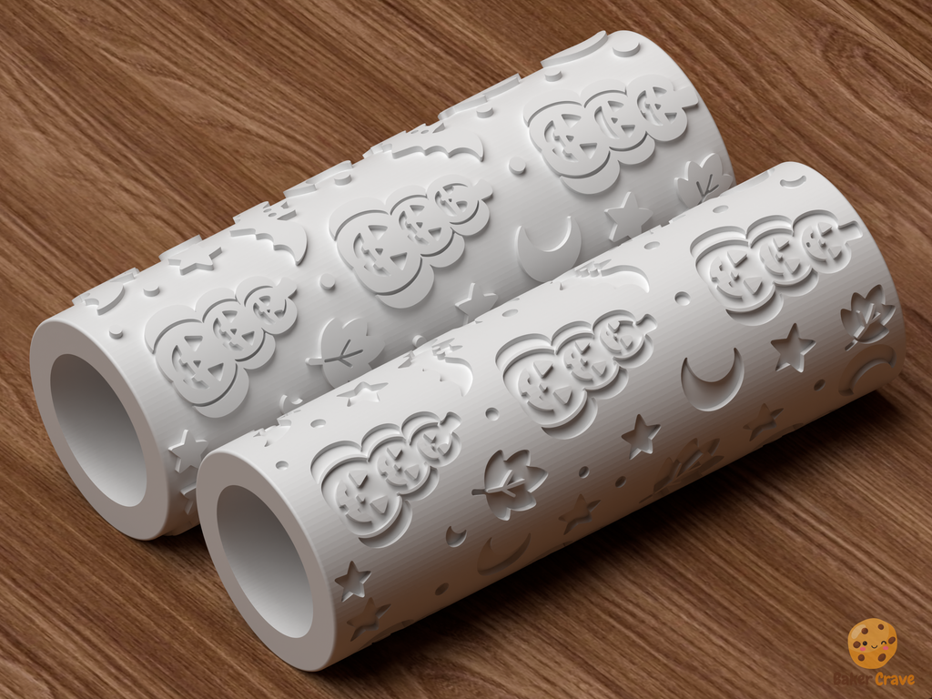 Jack O Lantern Stack Textured Roller STL File - 05 roller only product shot