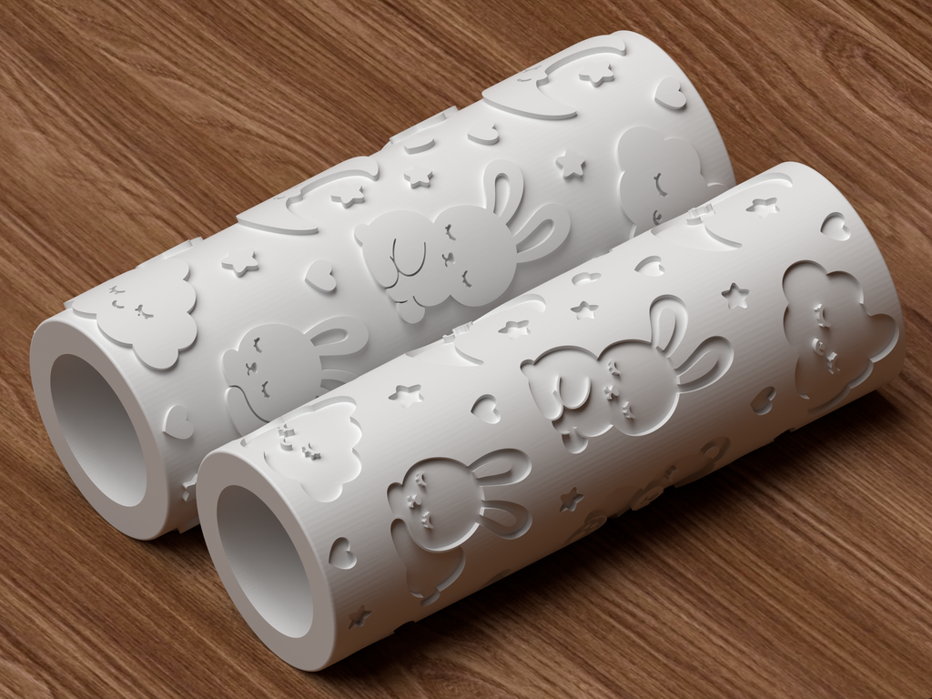 Sleepy Baby Animals Textured Roller STL File - 05 roller only product shot