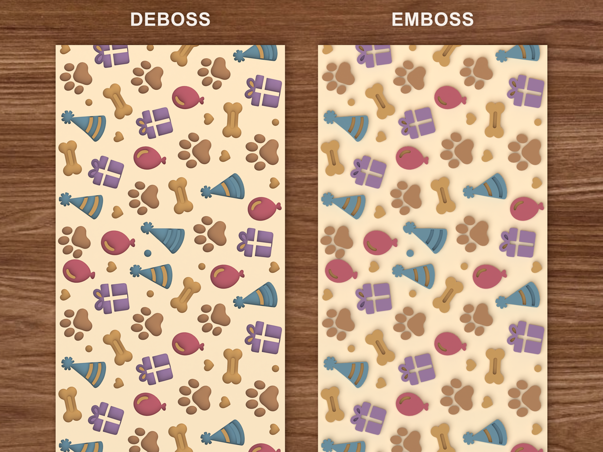 Pet Birthday Textured Roller - 06 emboss deboss comparison colored