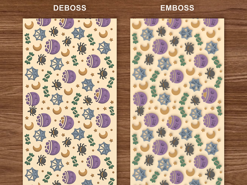 Cobweb Candy Bowl Textured Roller STL File - 06 emboss deboss comparison colored