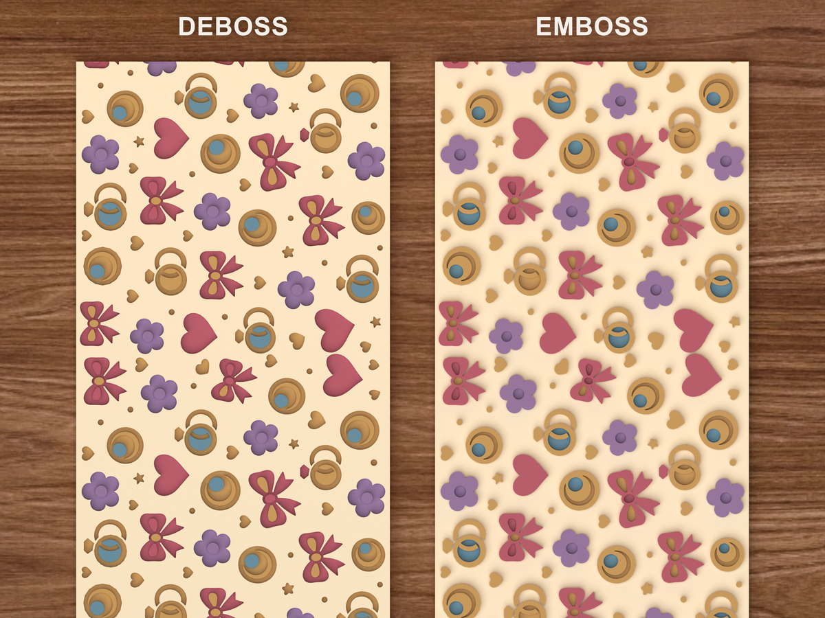Romantic Wedding Textured Roller - 06 emboss deboss comparison colored