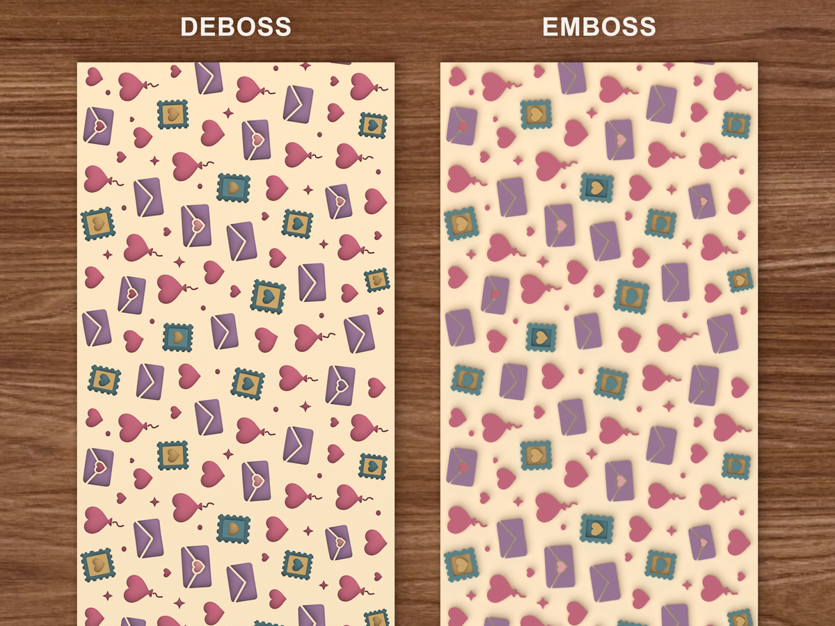 Valentine Love Letters Textured Roller - 06 emboss deboss comparison colored