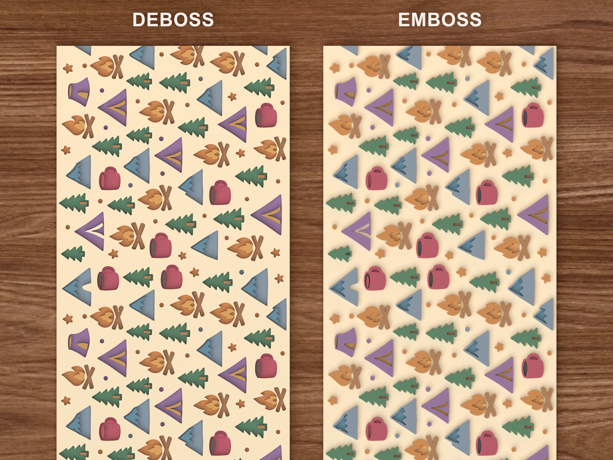 Camping Adventure Textured Roller - 06 emboss deboss comparison colored