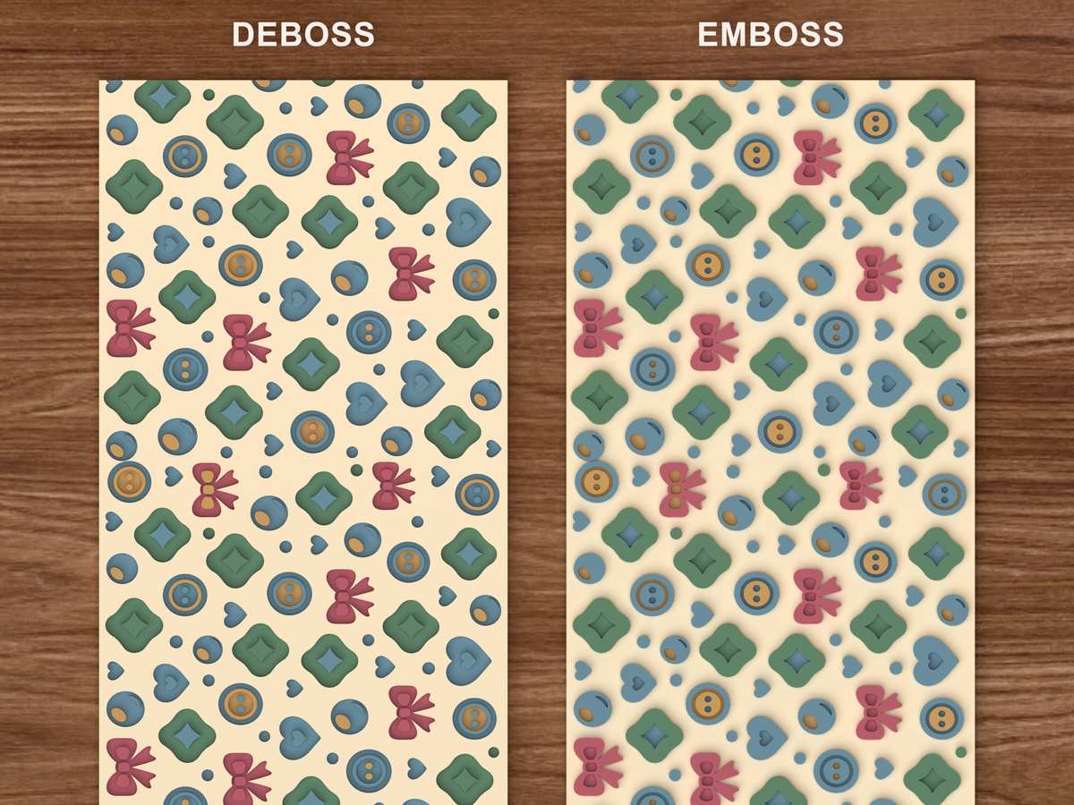 Sewing Craft Textured Roller - 06 emboss deboss comparison colored
