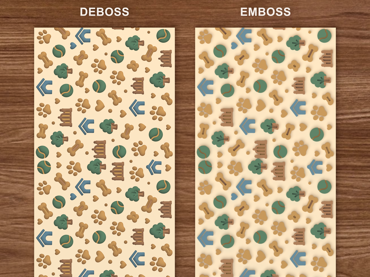 Dog Park Textured Roller - 06 emboss deboss comparison colored