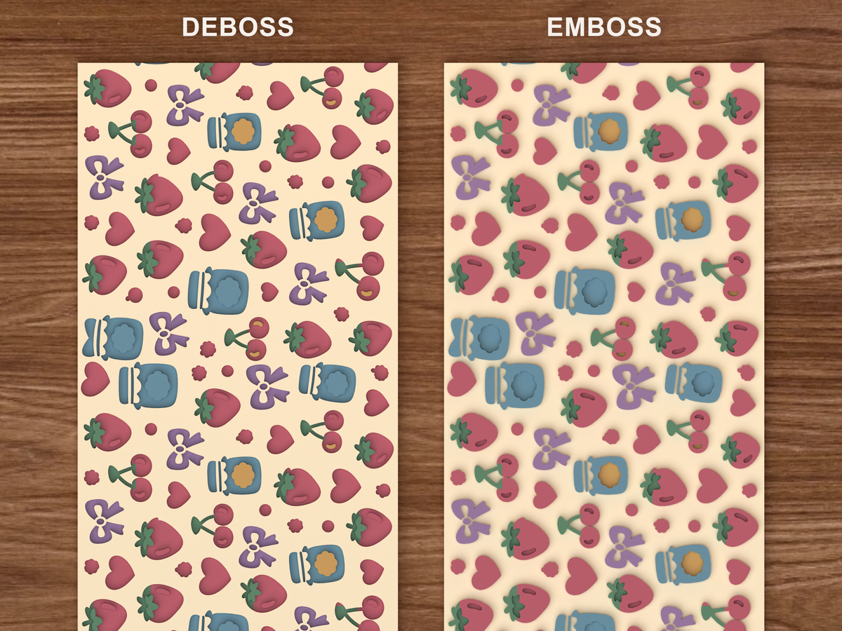 Berry Sweet Jam Textured Roller - 06 emboss deboss comparison colored