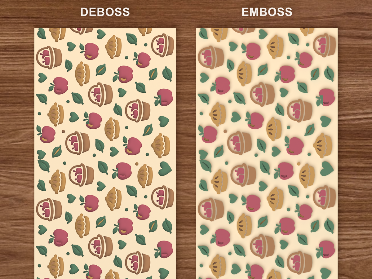 Apple Pie Orchard Textured Roller - 06 emboss deboss comparison colored